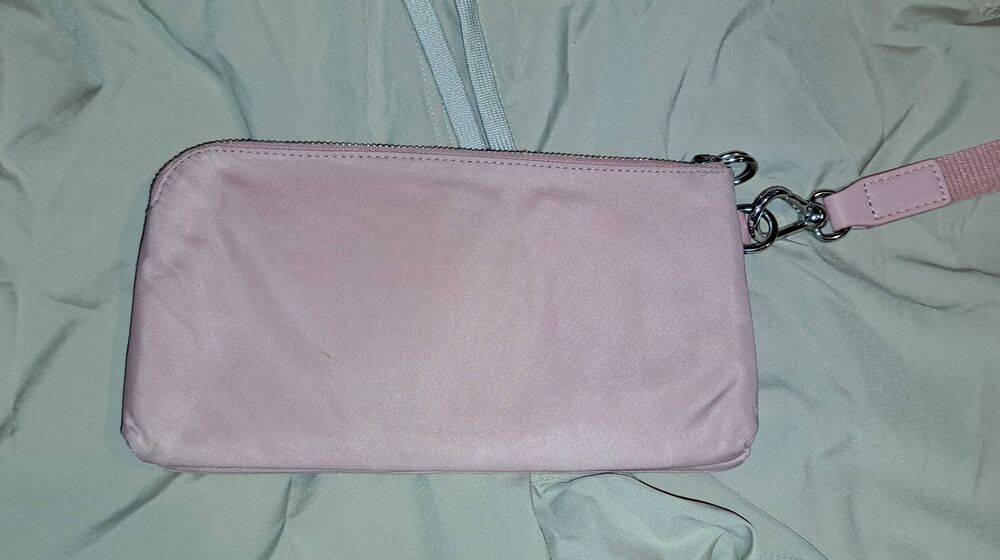 Lululemon Double Up Pouch Wristlet Misty Pink Double Zip Wallet Silver Hardware - Picture 3 of 7